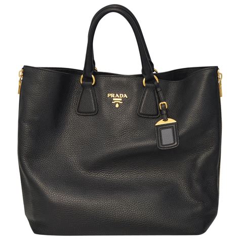 prada black pebbled leather tote|Prada leather tote price.